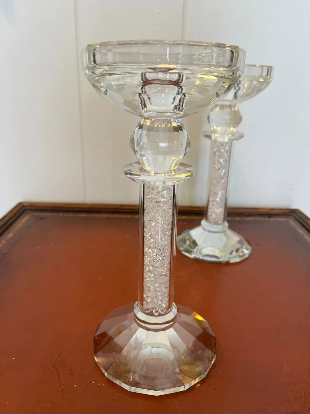 Elegant crystal candlestick holders